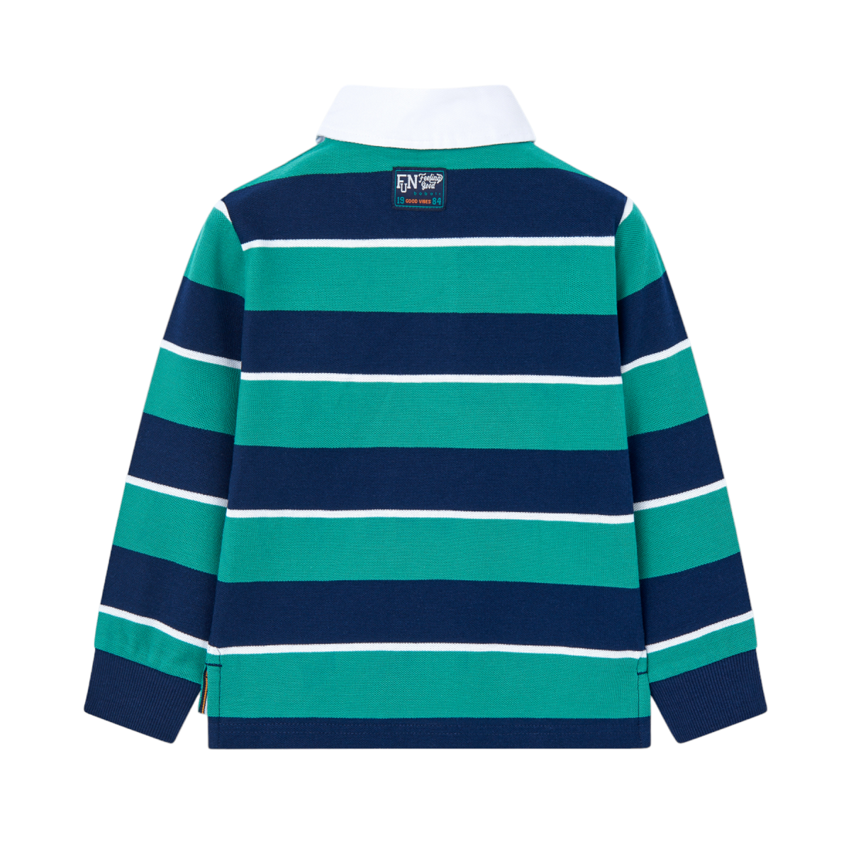 Polo de Piqué para Niño con Listas Azules y Turquesas