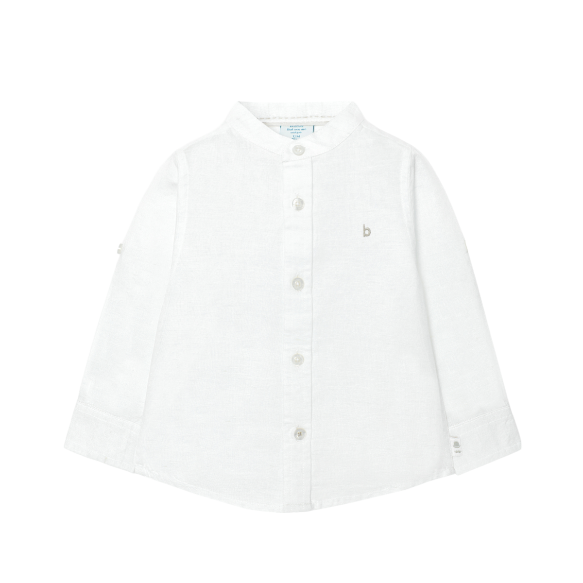Camisa de Lino en Manga Larga para Niño en Color Blanco
