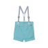 Bermuda de Lino con Tirantes para Niño en Azul Turquesa