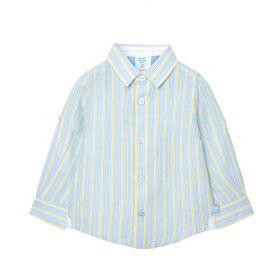 Camisa de Lino para Niño con Listas en Azul y Amarillo