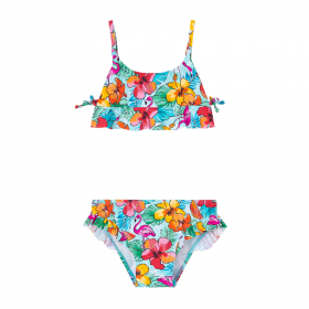 Bikini para Niña con Volantes y Estampado Floral