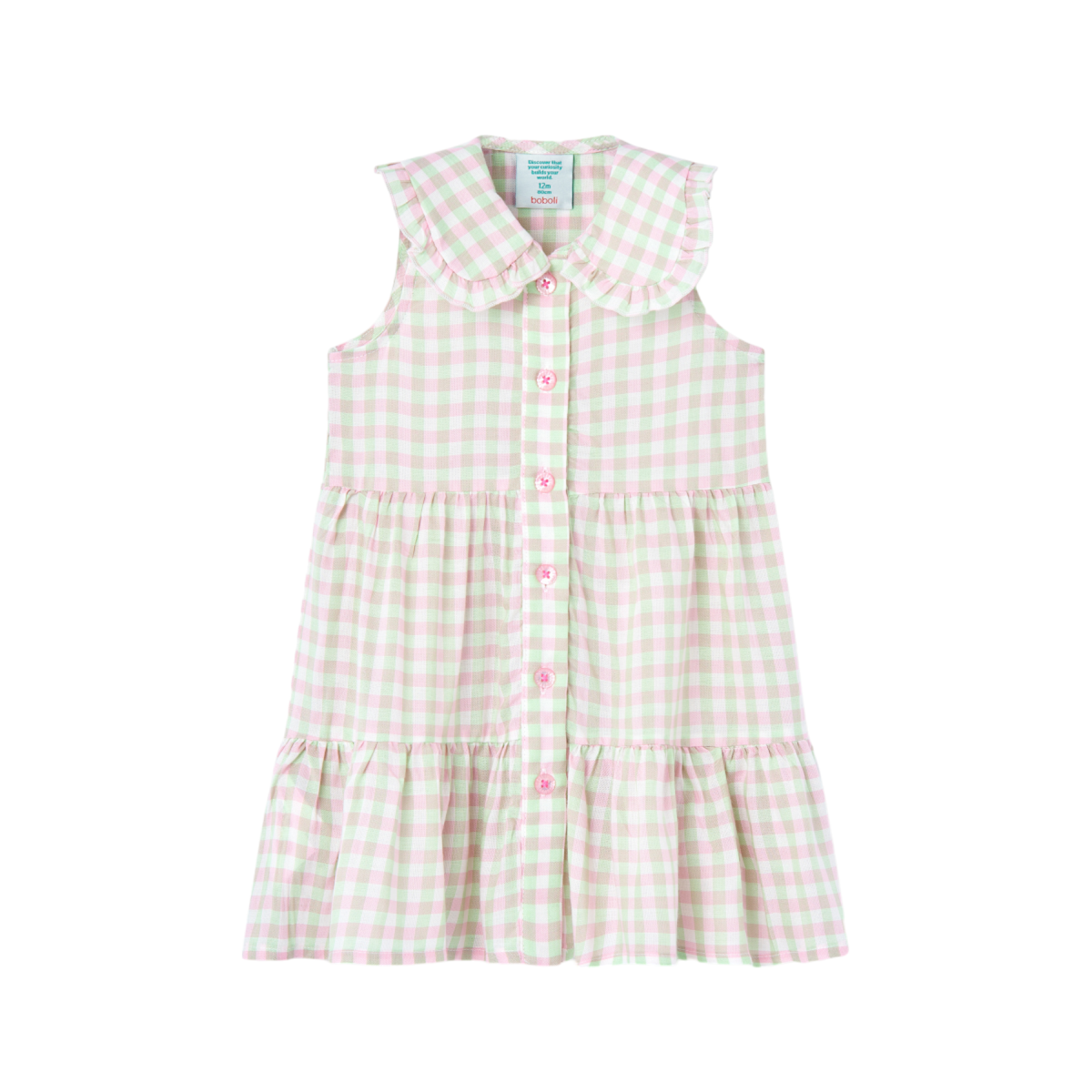 Vestido Cuadro Vichy para Niña en color Tostado