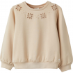 Sudadera Beige Niña Flores Caladas