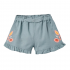 Short Bebé Azul Grisaceo Flores Bordadas
