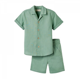 Set Camisa y Pantalón Corto Verde Bebé Niño