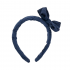 Diadema Poplin con Lazo Azul Marino