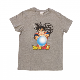 Camiseta Gris Goku Adulto 100% Algodón