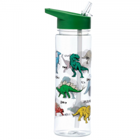 Botella de Agua 550 ml Inastillable con Pajita y Asa Dinosaurios Dinosauria