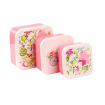 Set de 3 Fiambreras Táper Infantiles M/L/XL Diseño Botánico Rosa