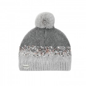 Gorro Gris Lentejuela y Pompón para Niña