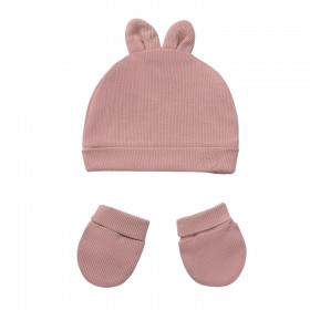 Conjunto Gorro y Manoplas Rosa Maquillaje para Bebé