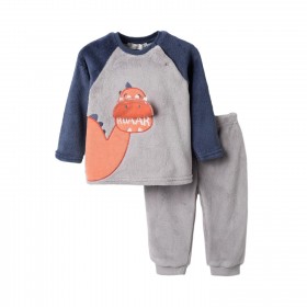 Pijama para Bebé Dinosaurio 2 piezas tejido coralina