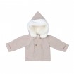 Chaqueta DE Punto Color Topo y Pelo en Capucha para Bebé