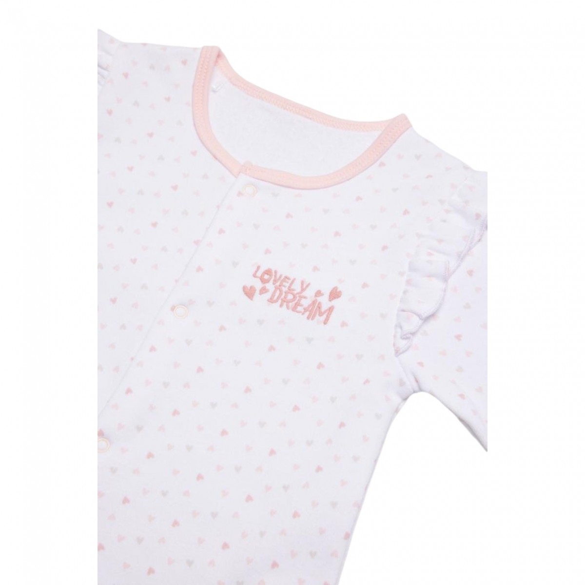 Pelele Bebé Manga Larga en color Blanco y Rosa