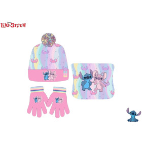 Set Gorro Braga Guantes Stitch y Angel