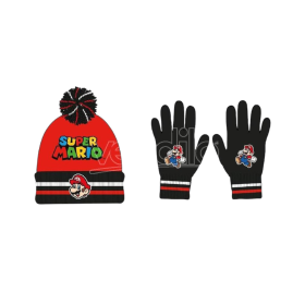 Set gorro y guantes Super Mario Bros