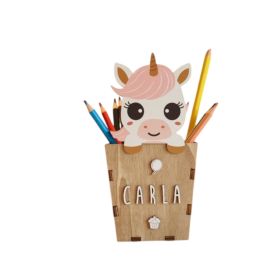 Portalápices de Madera Personalizado - Unicornio