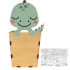 Portalápices de Madera Personalizado - Dinosaurio