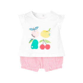 Conjunto Camiseta Punto Cerezas con Bloomers Popelín