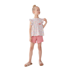 Conjunto Camiseta y Pantalón Corto Estampado Flores