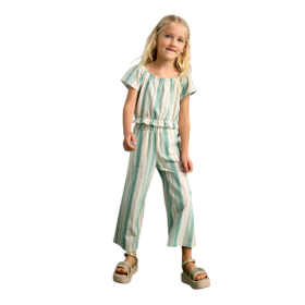 Conjunto pantalón largo y camiseta rayas niña