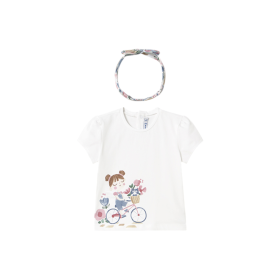 Camiseta Manga Corta Niña Bicicleta con Diadema a Juego