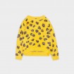Suéter menina mostarda com estampa de leopardo