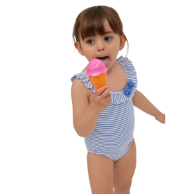 Bañador Bebé Ysabel Mora estampado de Rayas y volante