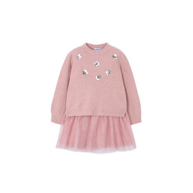 Vestido tricot combinado niña