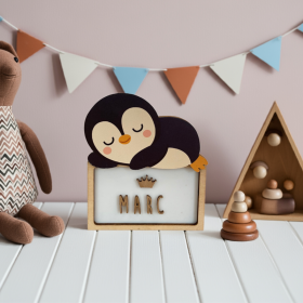 Lámpara Led Infantil Personalizada - Modelo Pingüino