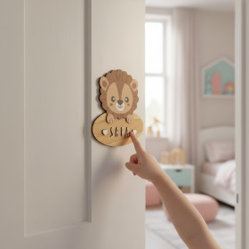 Placa Madera Personalizable Modelo León - Incluye Kit Letras