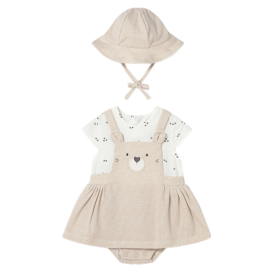 Vestido peto simulado con gorro recién nacida