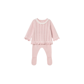 Conjunto polaina y jersey tricot recién nacida