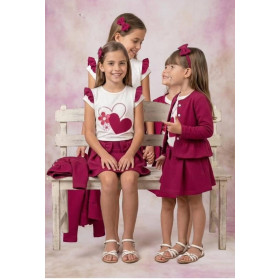 Conjunto 3 piezas Jacquard color rosa con lazos