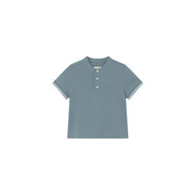 Polo azul cuello mao