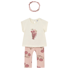 Conj. leggings estampado cerezas con diadema
