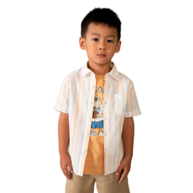 Camisa de lino a rayas manga corta