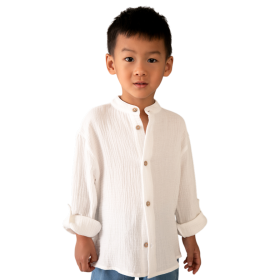 Camisa blanca bambula manga larga