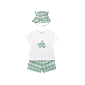 Conjunto infantil de pantalón corto, camiseta y y gorro