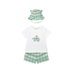 Conjunto infantil de pantalón corto, camiseta y y gorro
