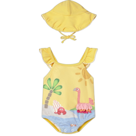 Bañador y gorro mostaza