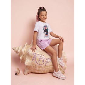 Conjunto Kpop lila pantalón corto