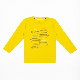 Camiseta de algodão amarela com motivo Skate