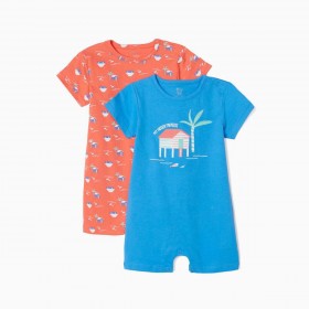 Pack 2 Pijamas Enteros Azul y Coral Bebé