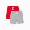 Pack de 2 Shorts colores Rojo y Gris