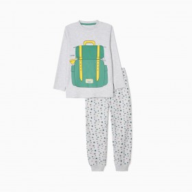 Pijama Gris con Estampado Summer Camp