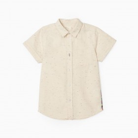 Camisa color Crudo con efectos en negro