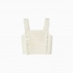 Top Blanco de tiras con Bordado Frontal