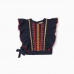 Blusa Bordada con lacito lateral