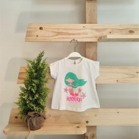 Camiseta con dibujo de sirena bebé